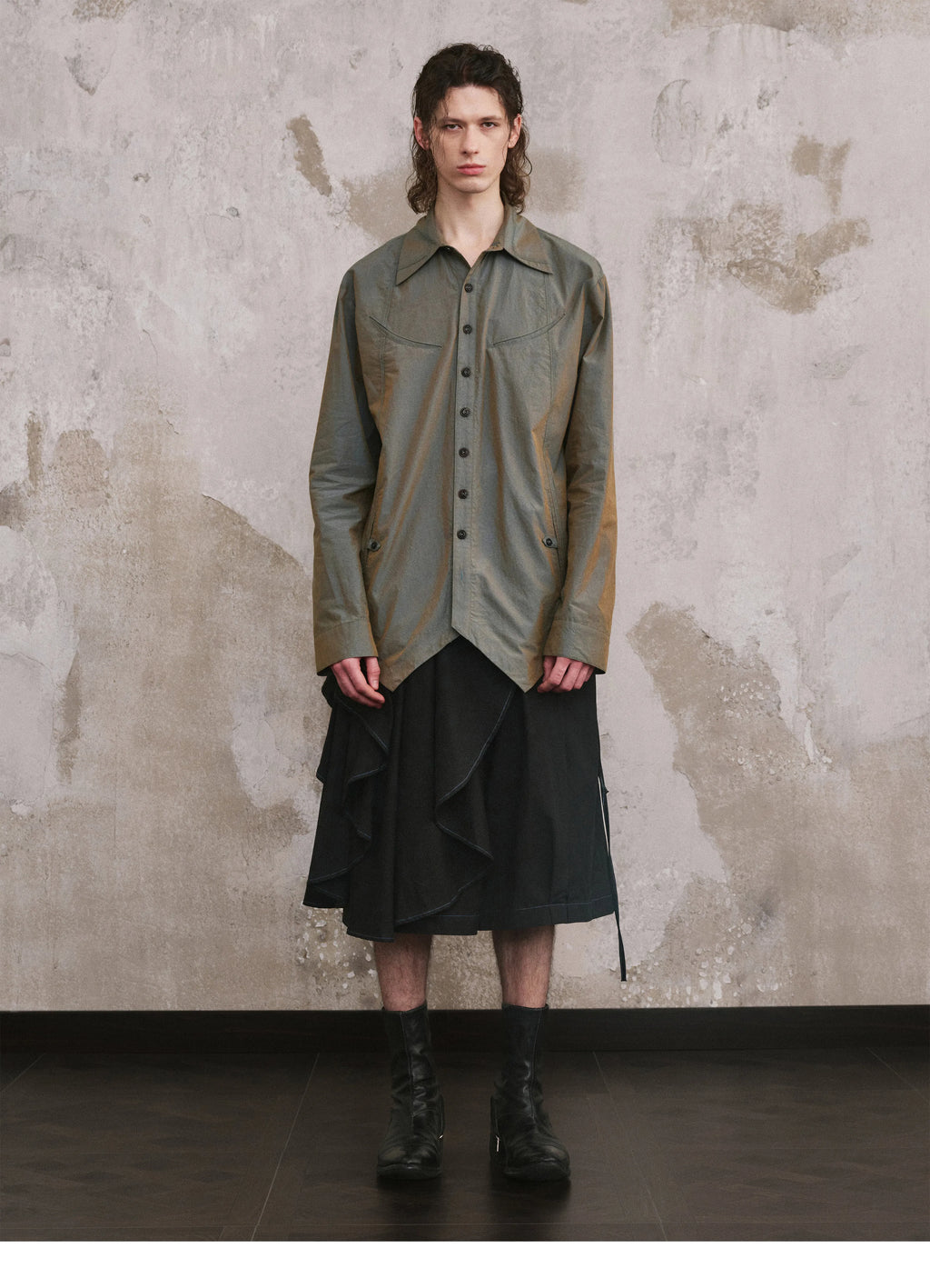 Asymmetric Draped Layered Shorts