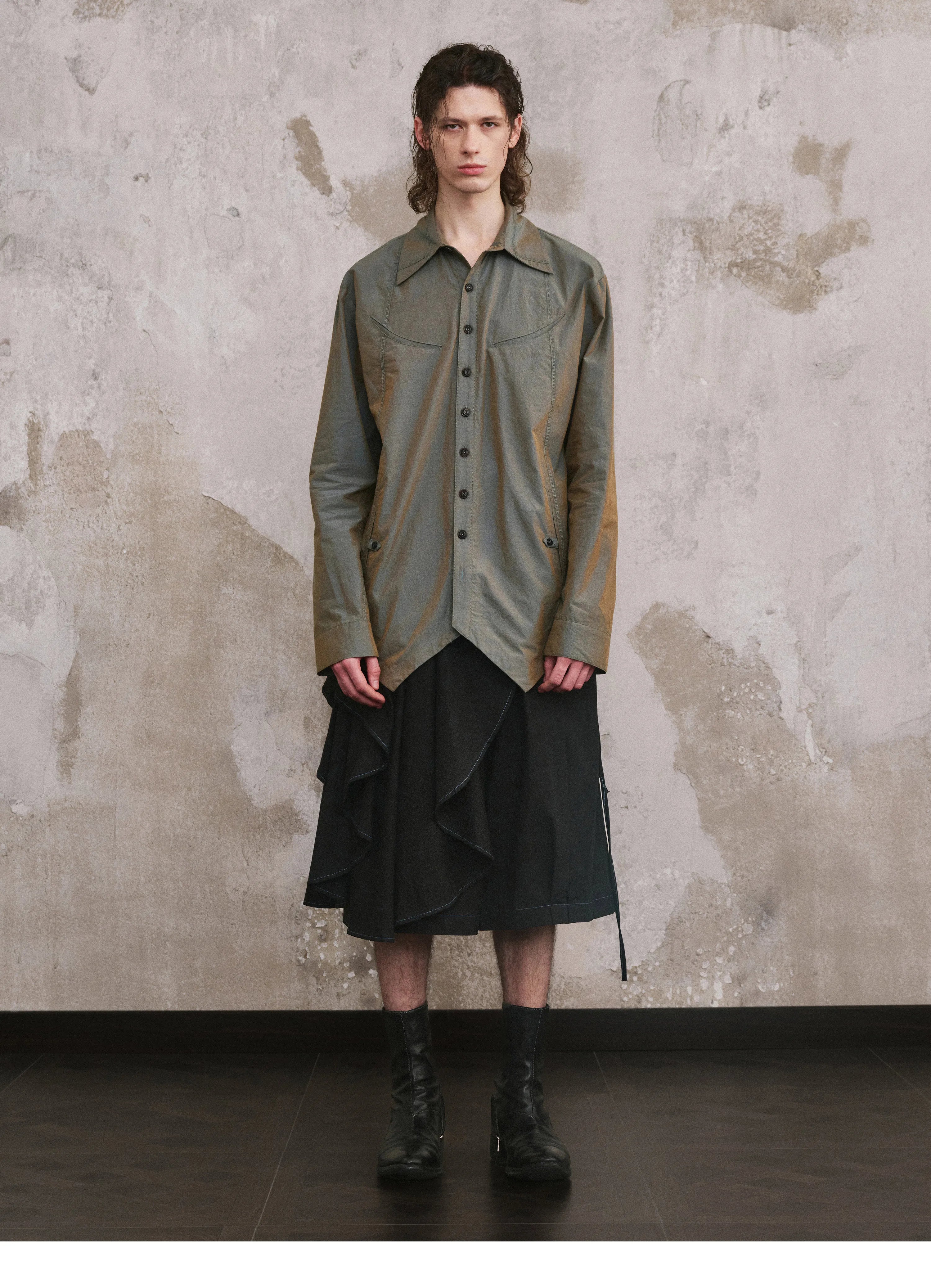 Asymmetric Draped Layered Shorts