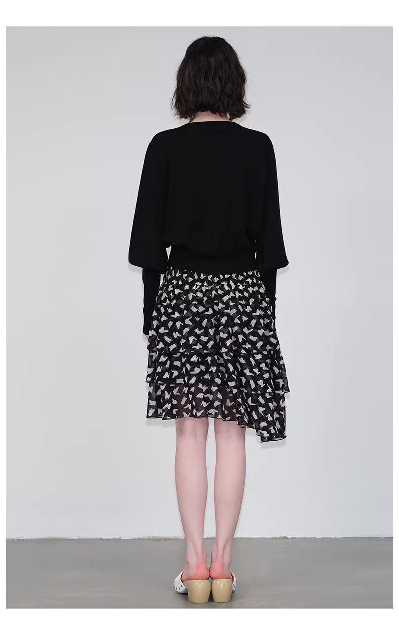 Lantern Sleeve Cardigan in Black Ink or White
