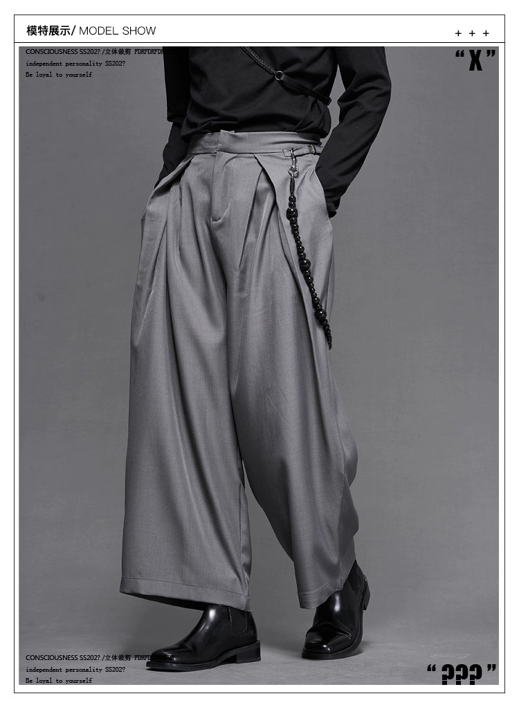 Pleated Trousers with Adjustable Waist