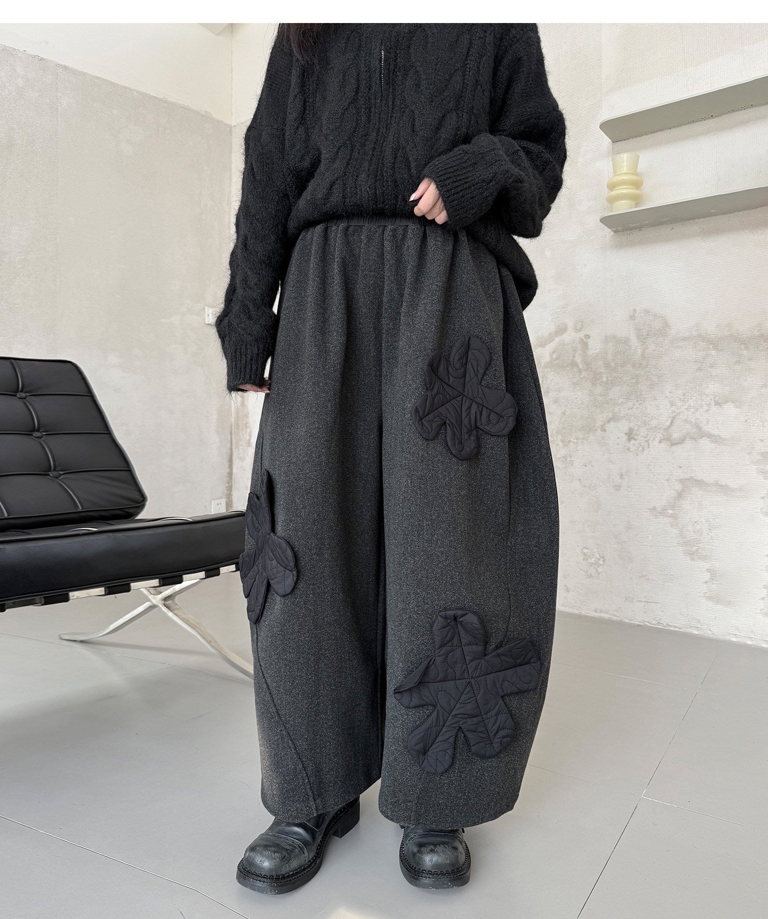 Quilted Flower Patch Balloon Leg Trousers