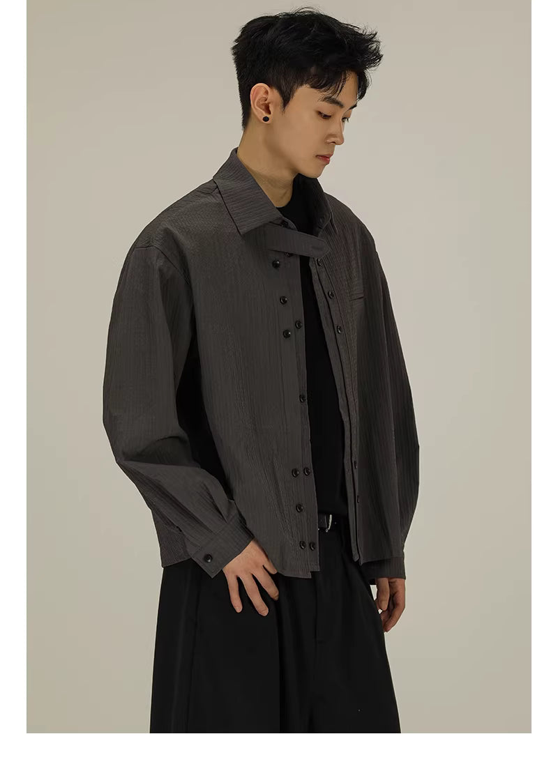 Faux Two Piece Button-Up Shirt