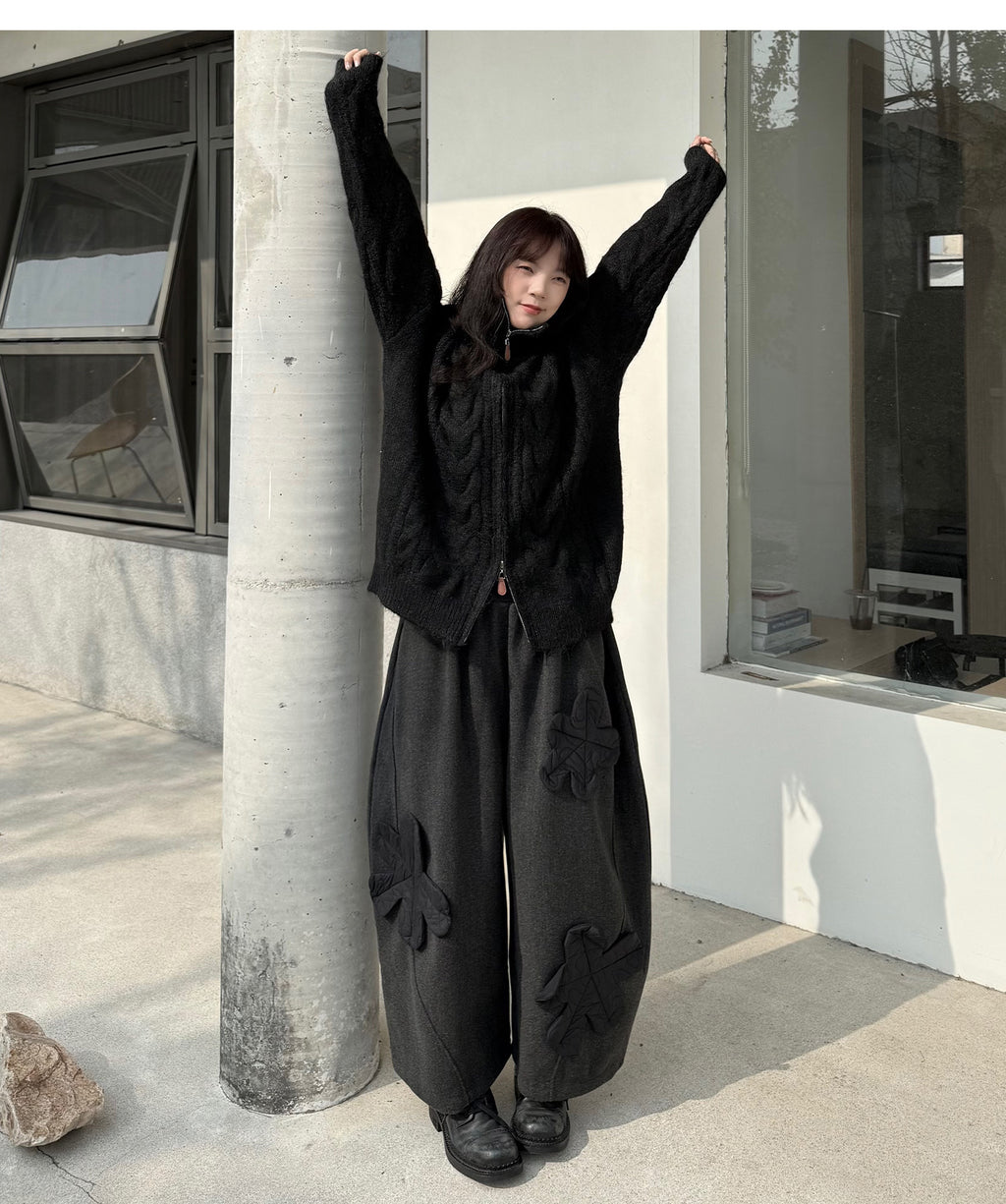 Quilted Flower Patch Balloon Leg Trousers