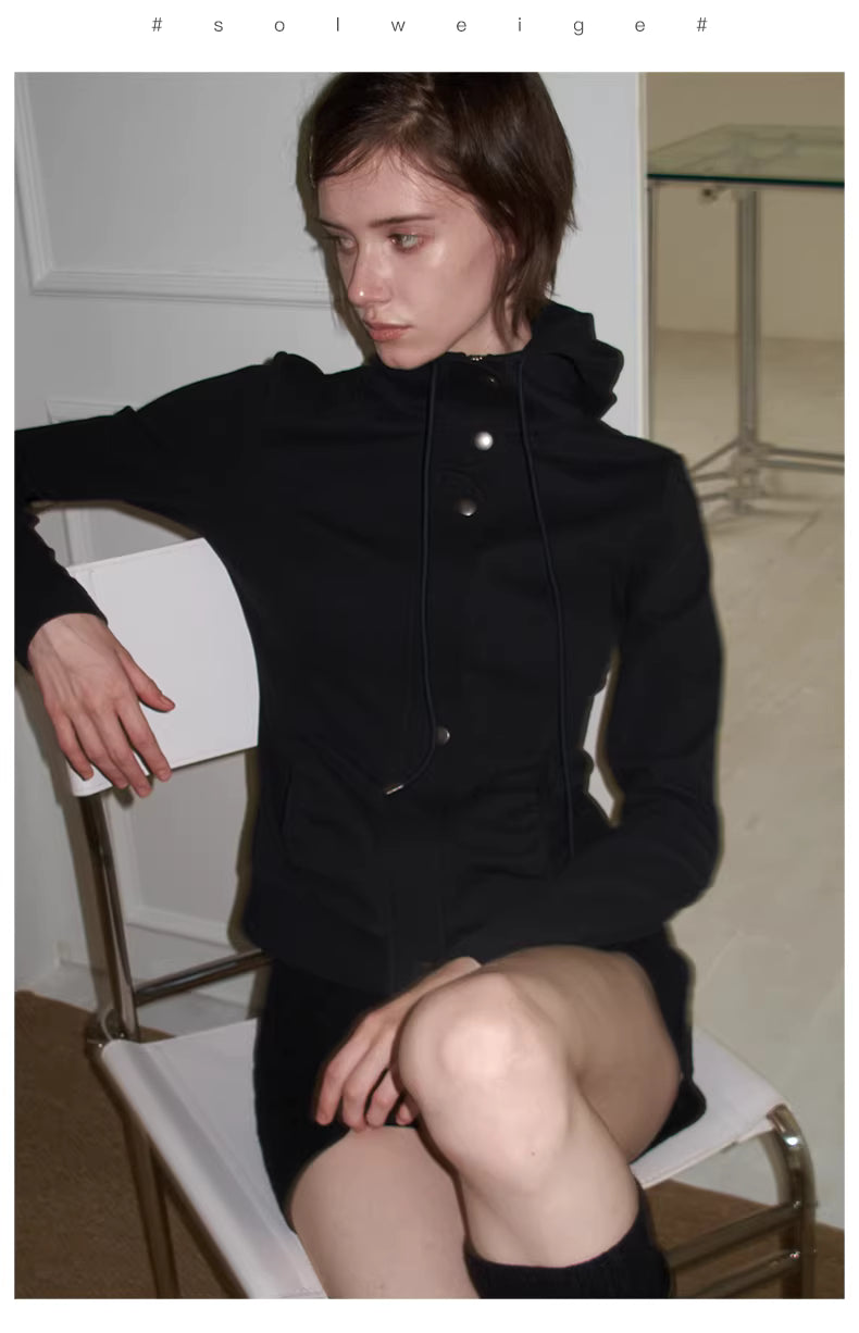 Apex Sculpt Hooded Jacket in Black Ink or Coffee