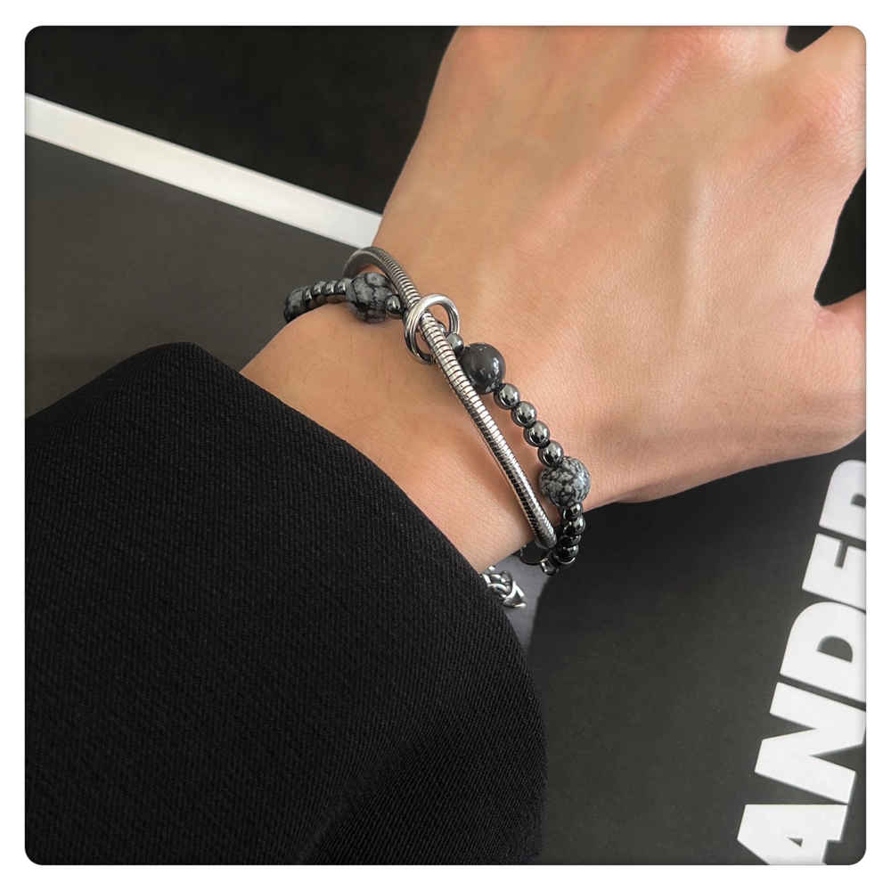 Obsidian Coil Double Wrap Bracelet