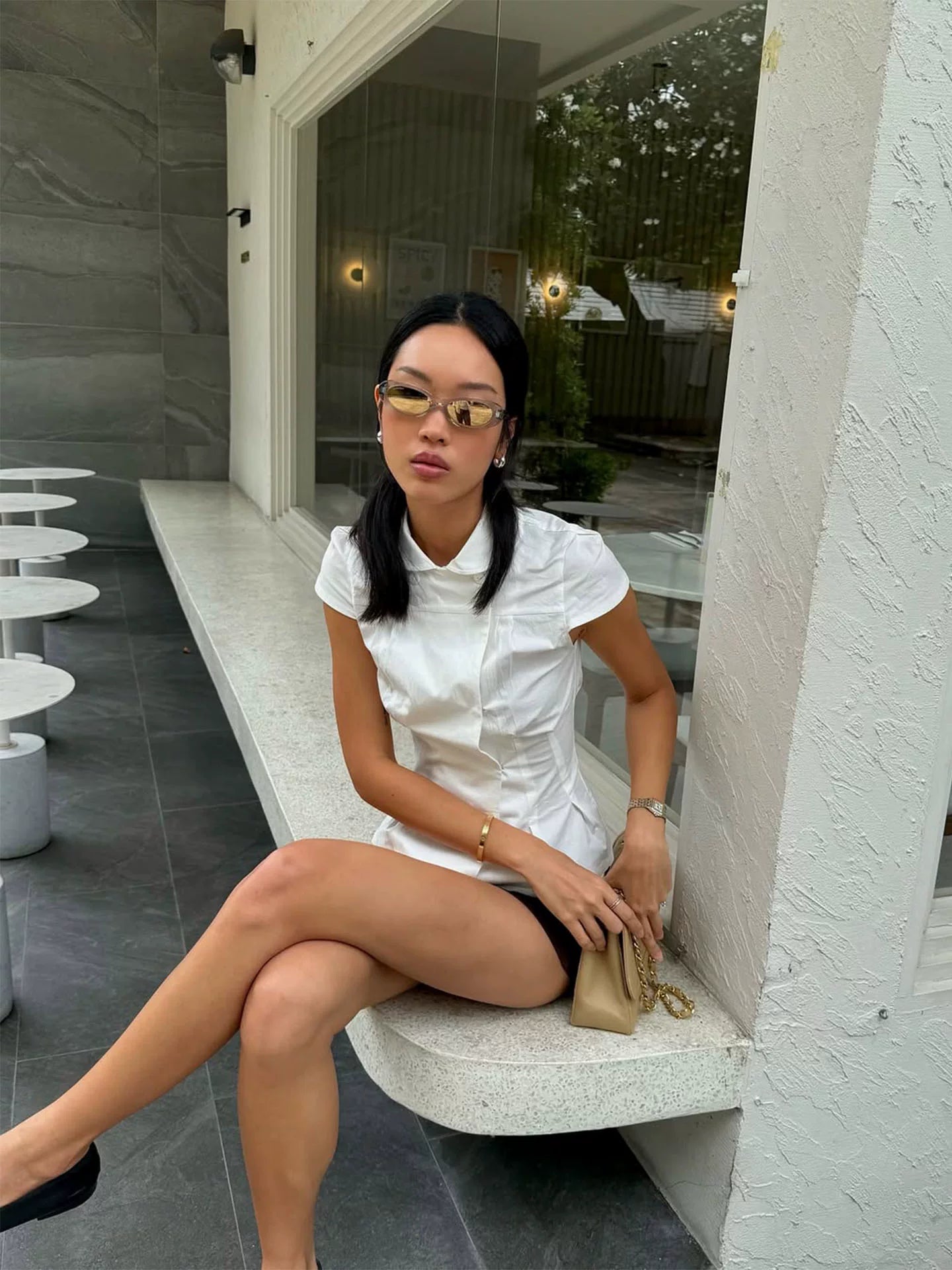 Missy Tailored Cap Sleeve Blouse