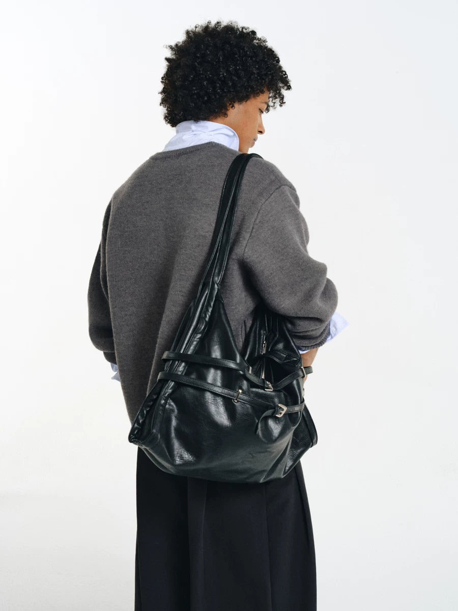 Strapped Buckle Soft-Structure Shoulder Bag