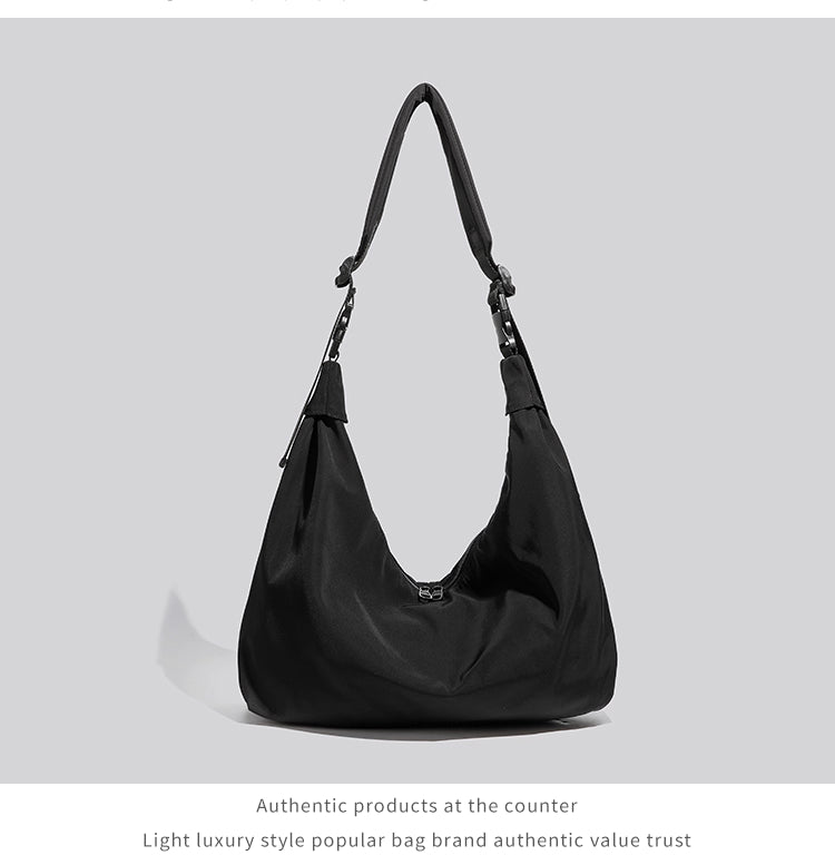 Fabric Shoulder Tote Bag in Black Ink