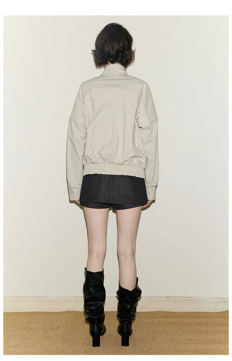 Detachable Sleeve Cropped Jacket
