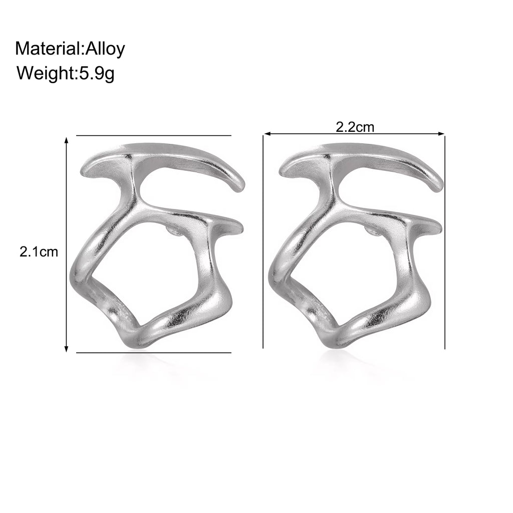 Sculptural Silver-Toned Earrings