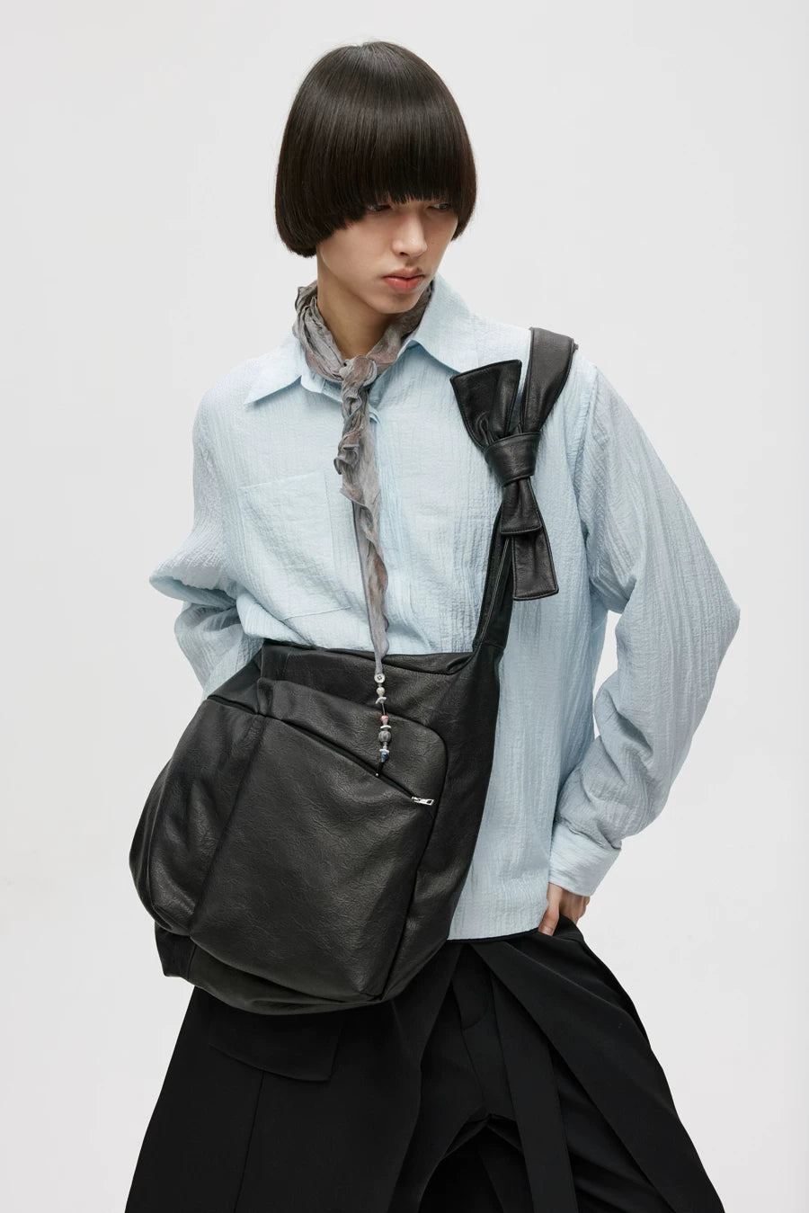 Bow Strap Slouch Messenger Bag