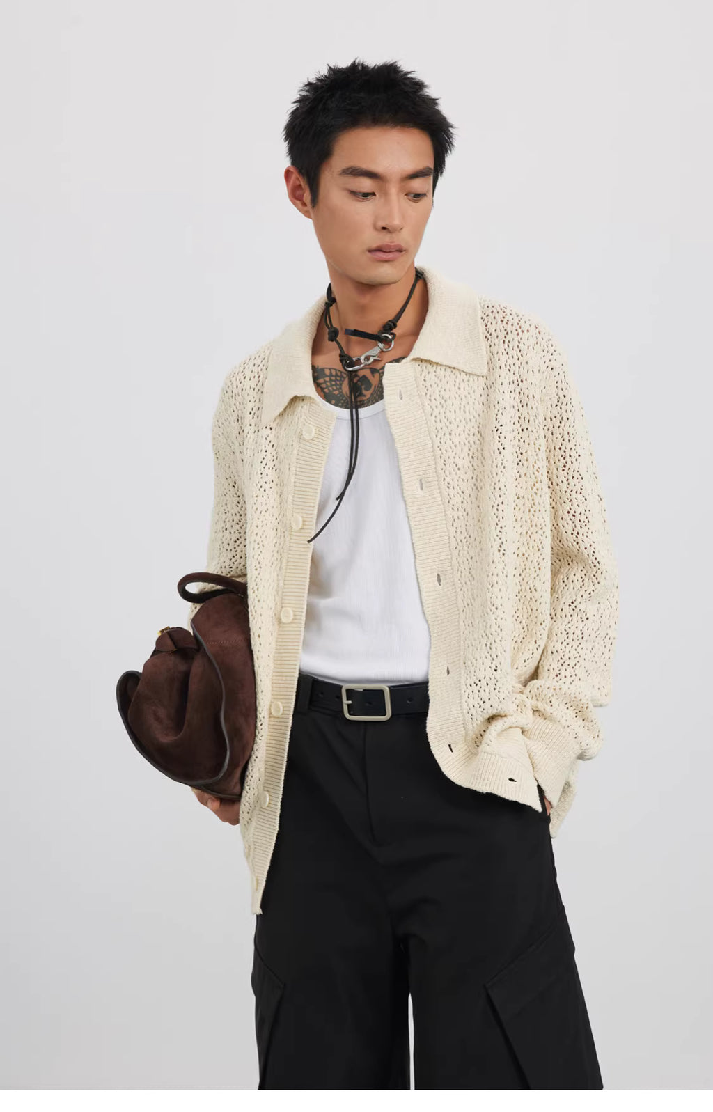 Raschel Matrix Knit Transitional Cardigan