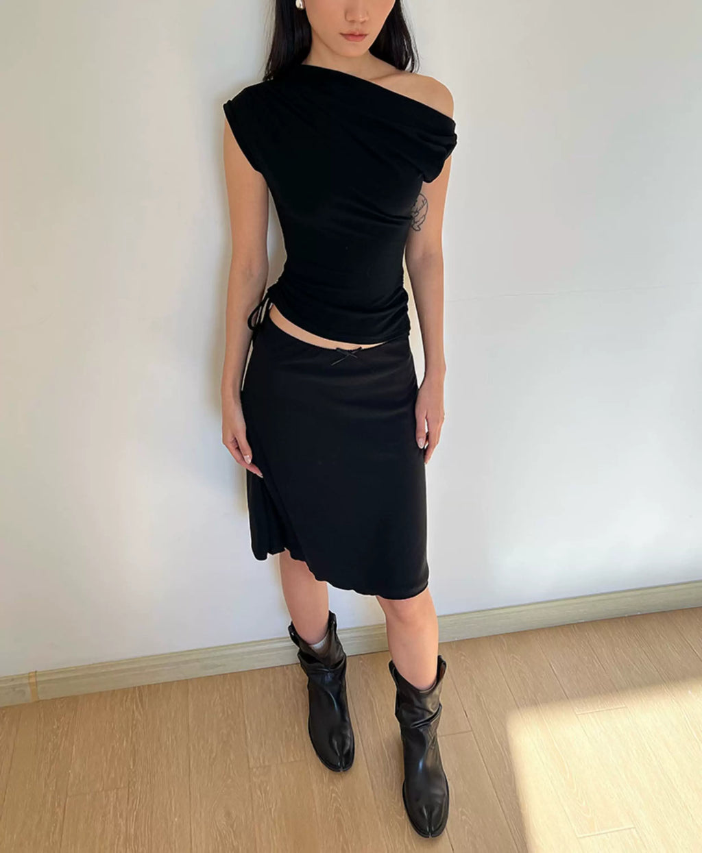 Asymmetric Drape Shoulder Top