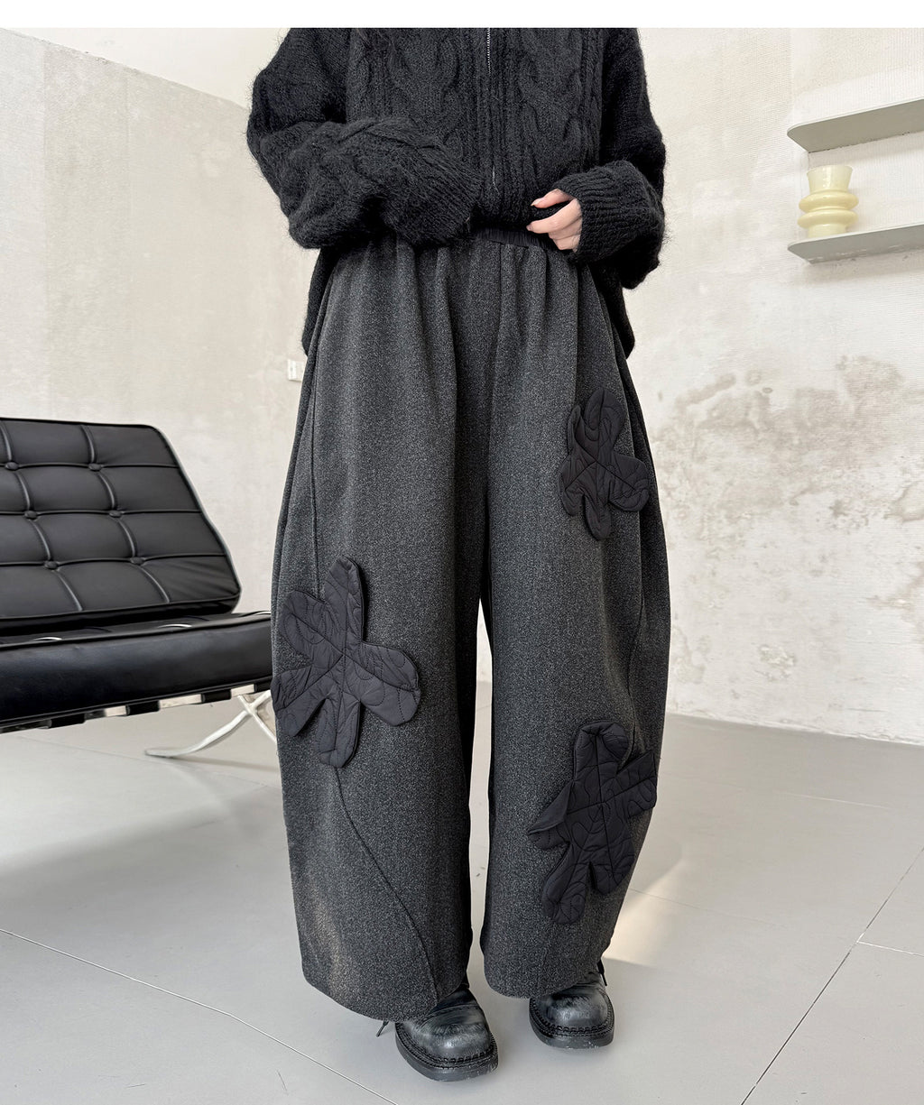 Quilted Flower Patch Balloon Leg Trousers