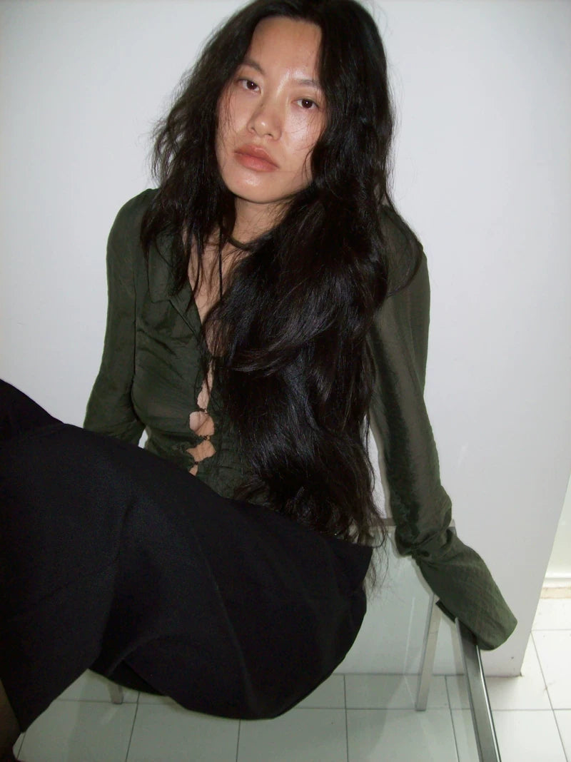 Ring-Link Sheer Blouse
