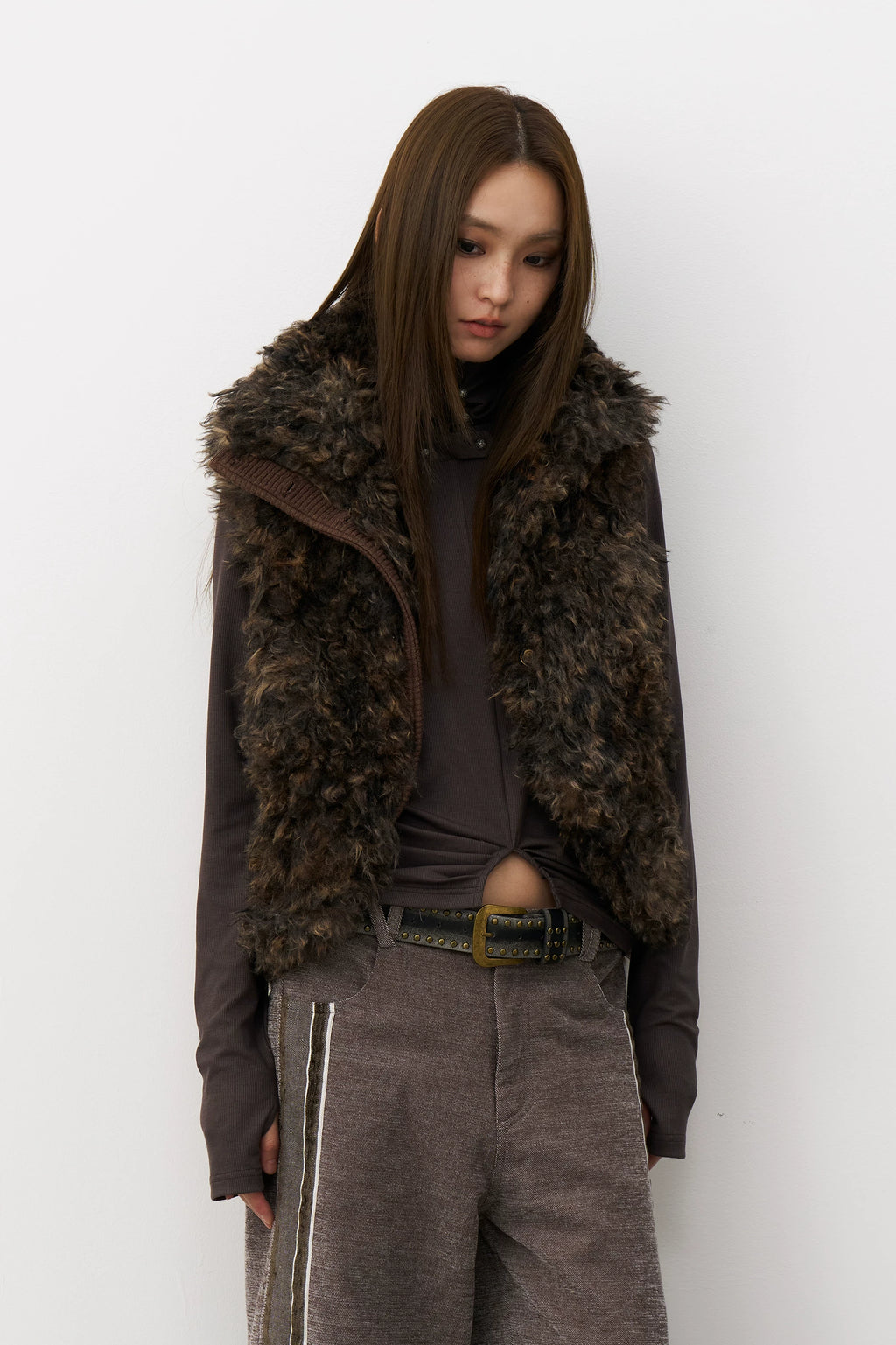 Mottled Faux Fur Vest