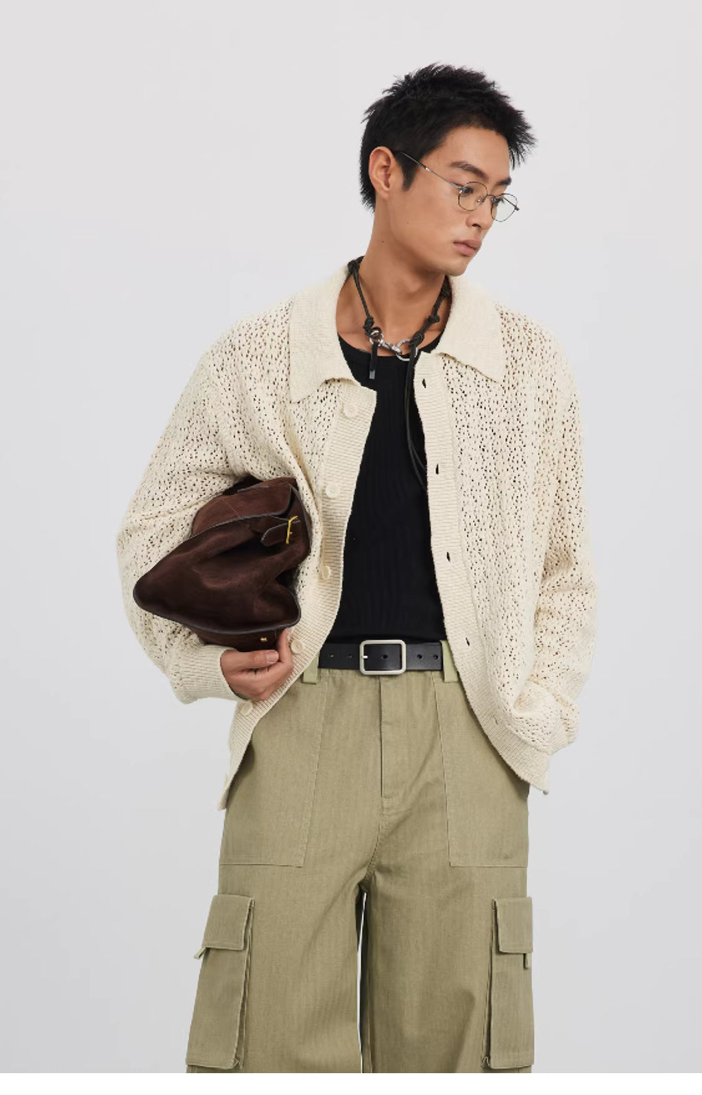 Raschel Matrix Knit Transitional Cardigan