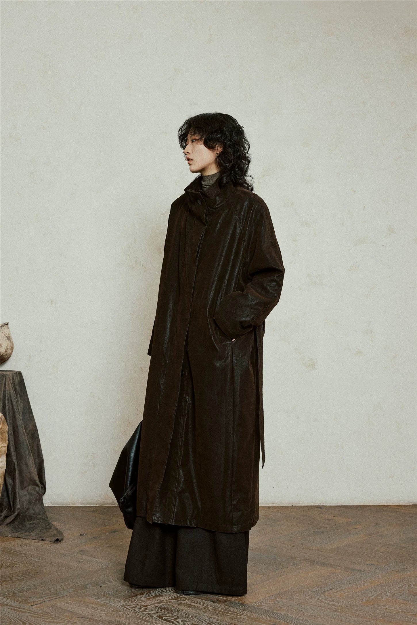 Nomad Matte Leather Trench Coat