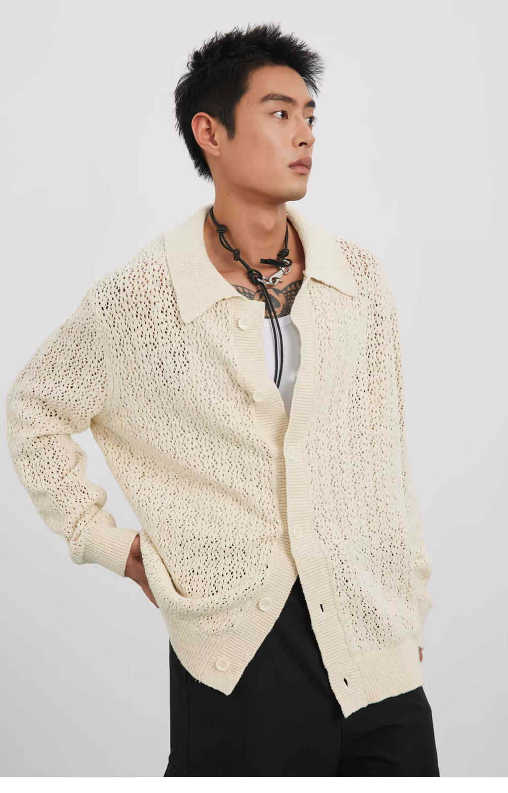 Raschel Matrix Knit Transitional Cardigan