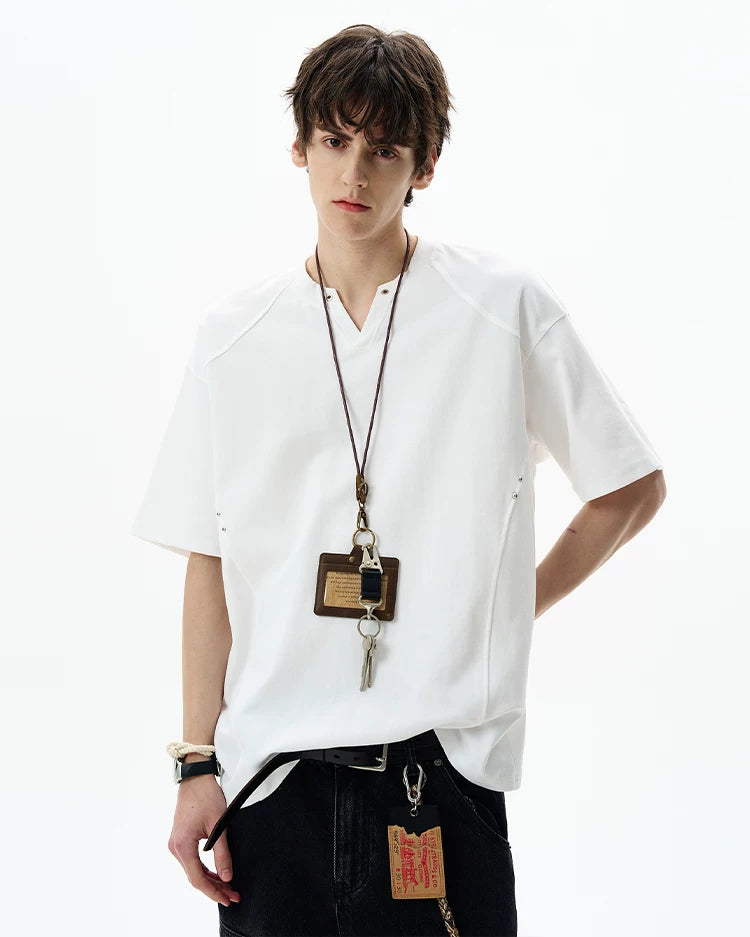 Rivet Seam Henley T-Shirt