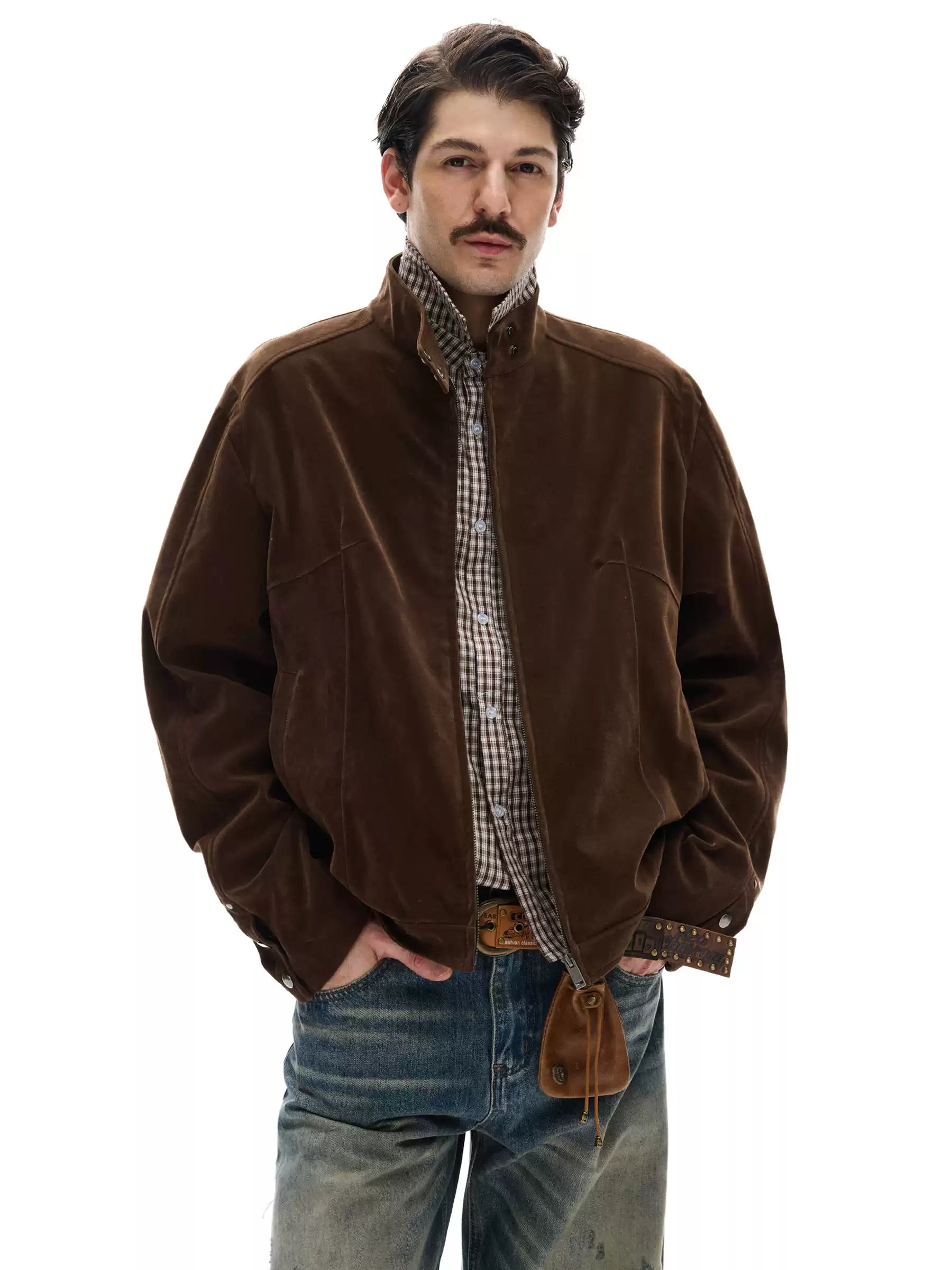 Vintage Faux Suede Zip Jacket