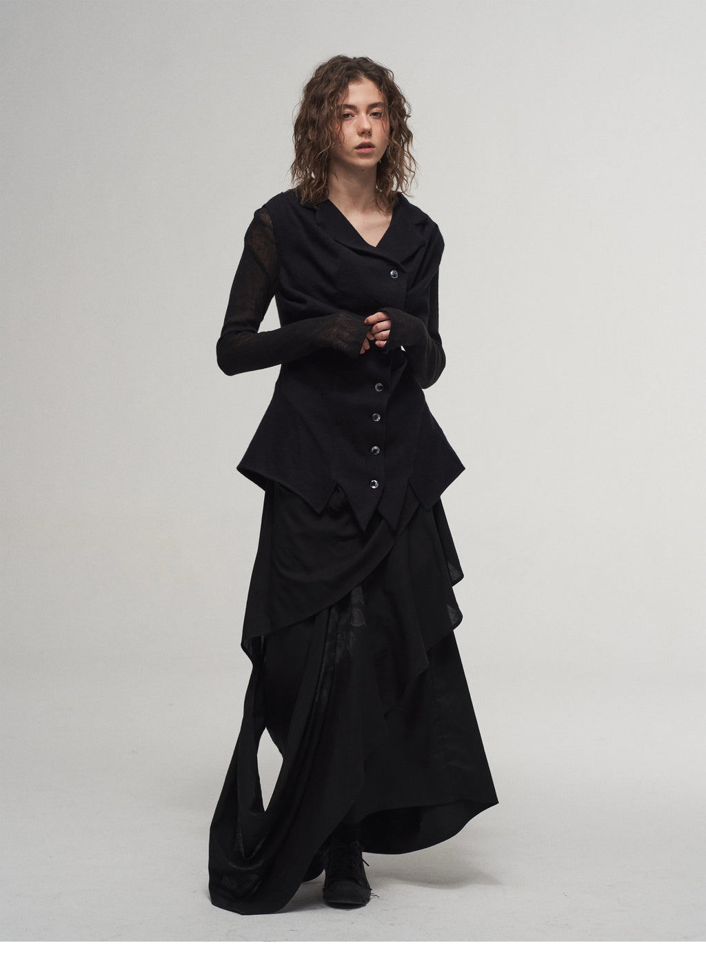 Layered Drape Maxi Skirt