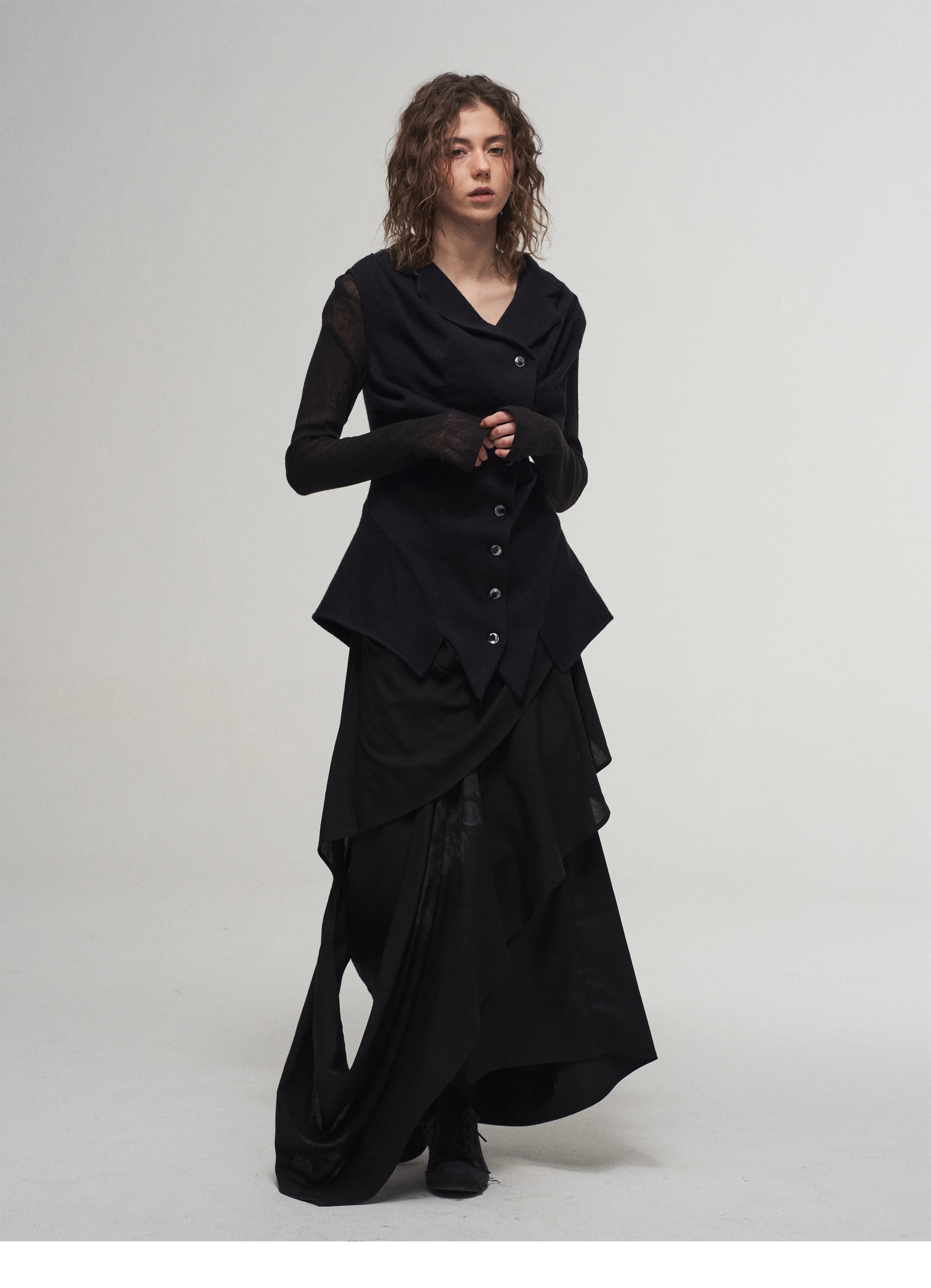 Layered Drape Maxi Skirt