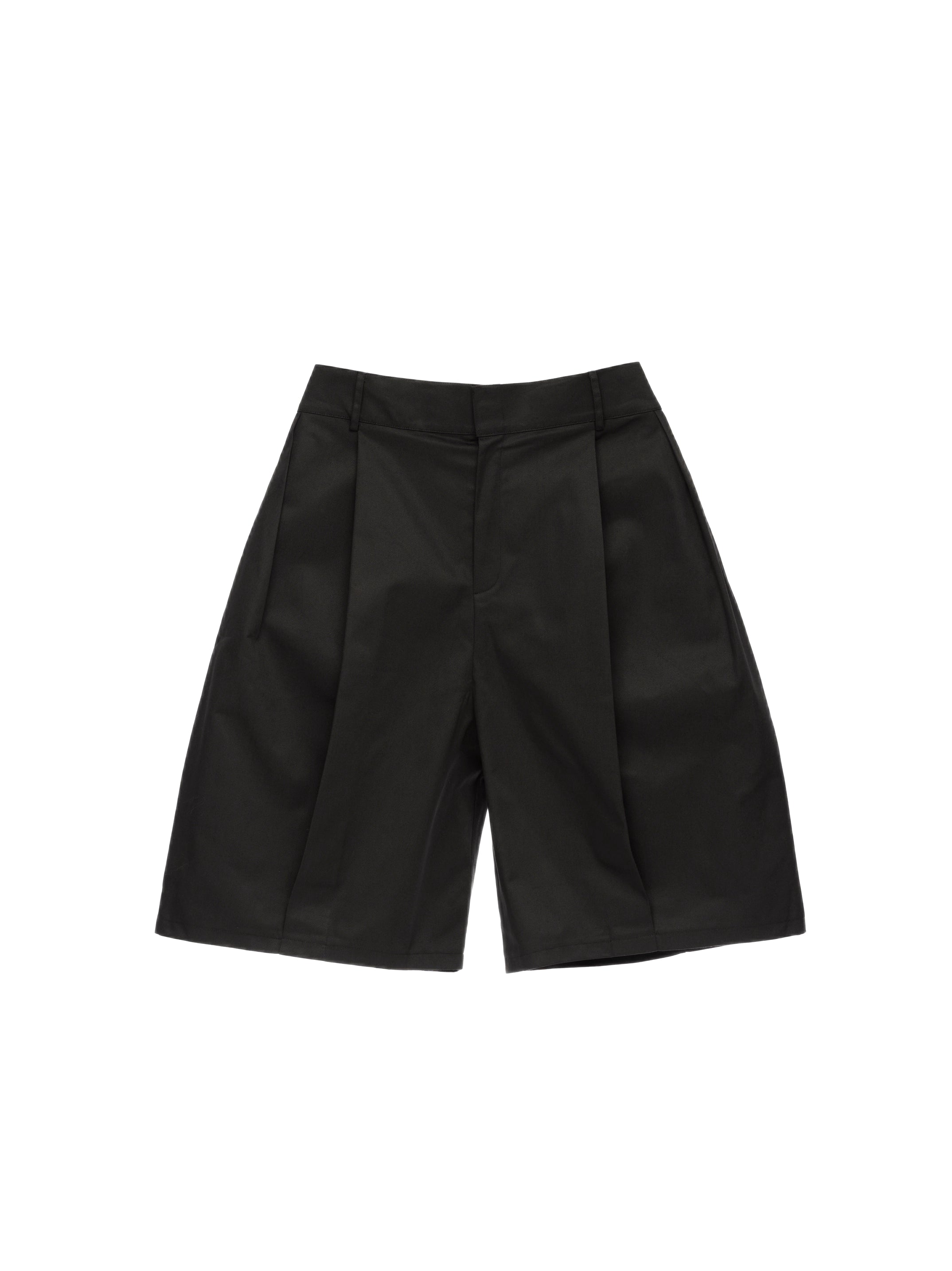 Double Pleated Shorts in Black Ink