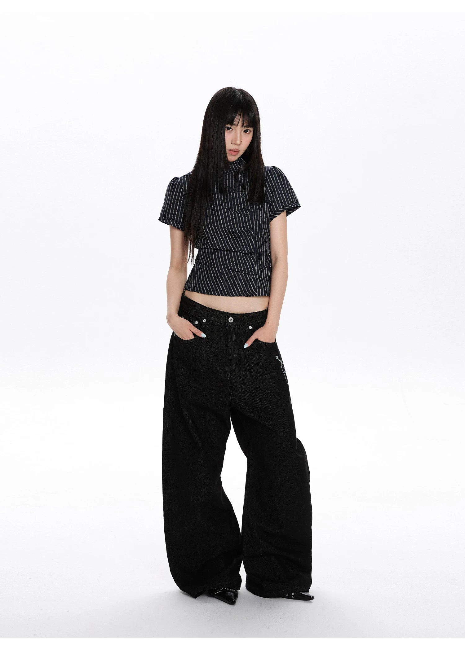 Pinstripe Tie-Back Shirt