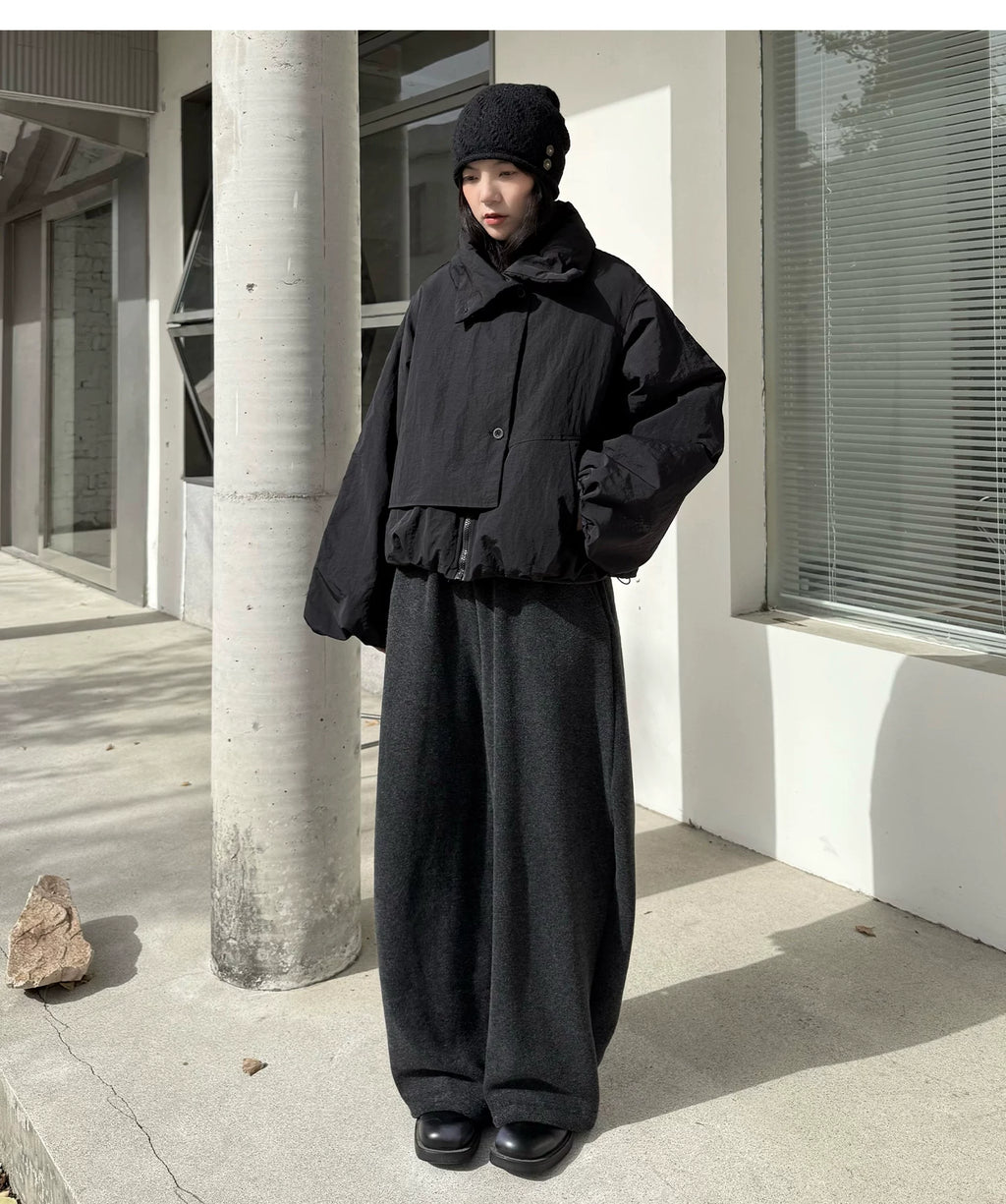 Vector Overlap Funnel-Neck Blouson