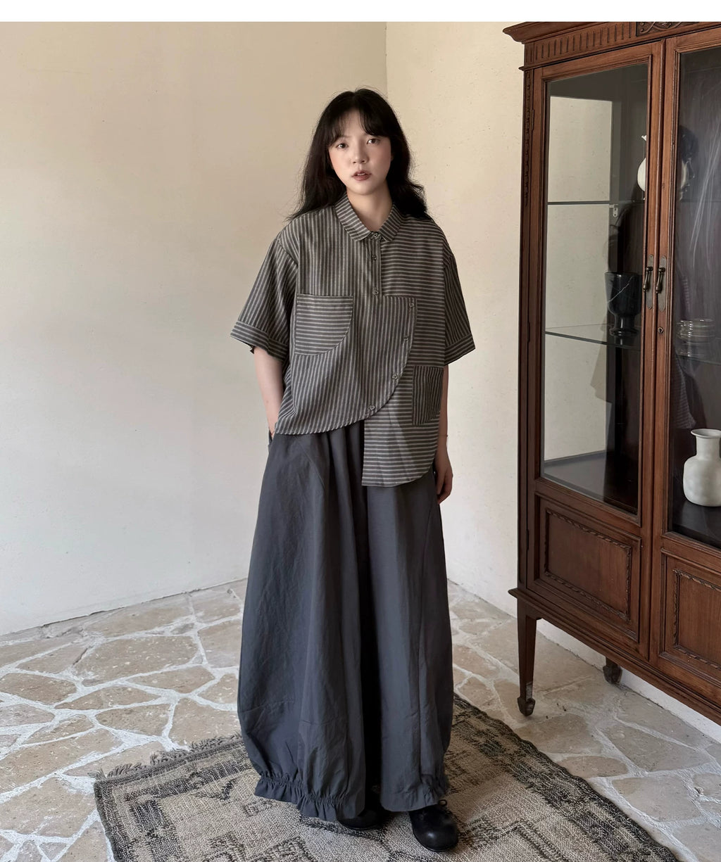 Gathered Balloon Wide-Leg Trousers