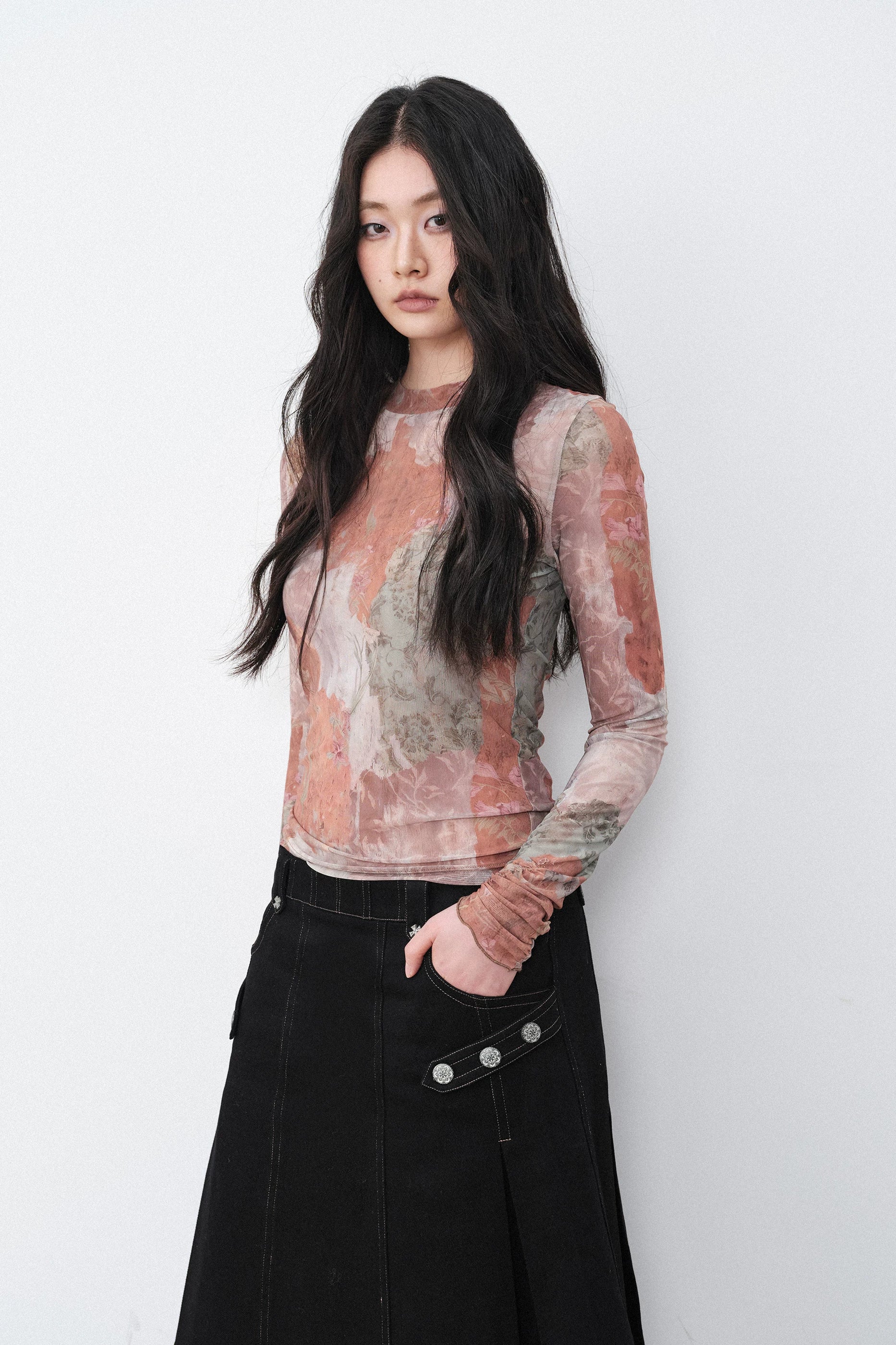 New Romantics Mesh Long Sleeve Top