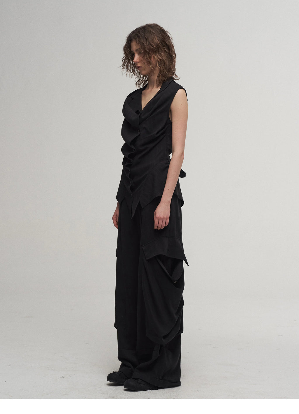 Draped Asymmetric Tailored Vest
