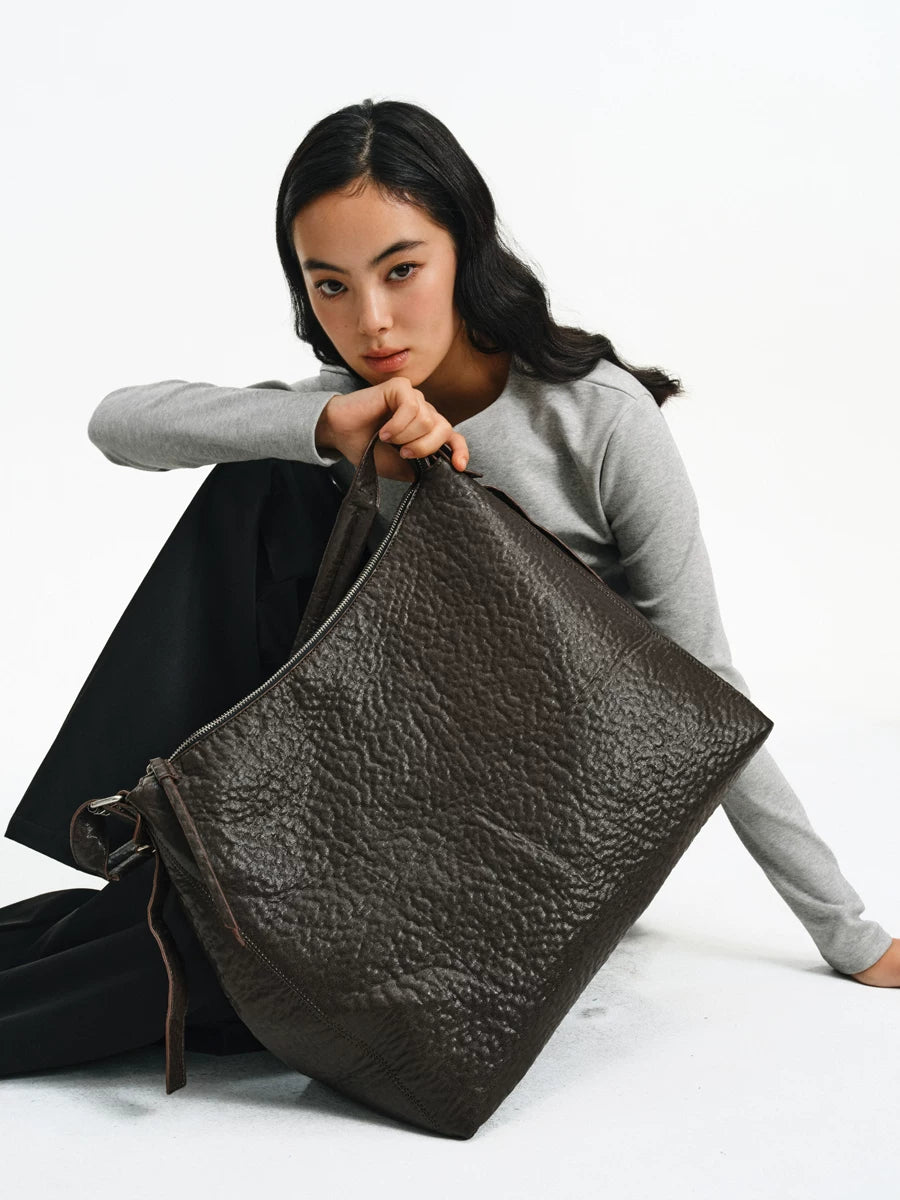 Textured Oversized Slouch Shoulder Bag