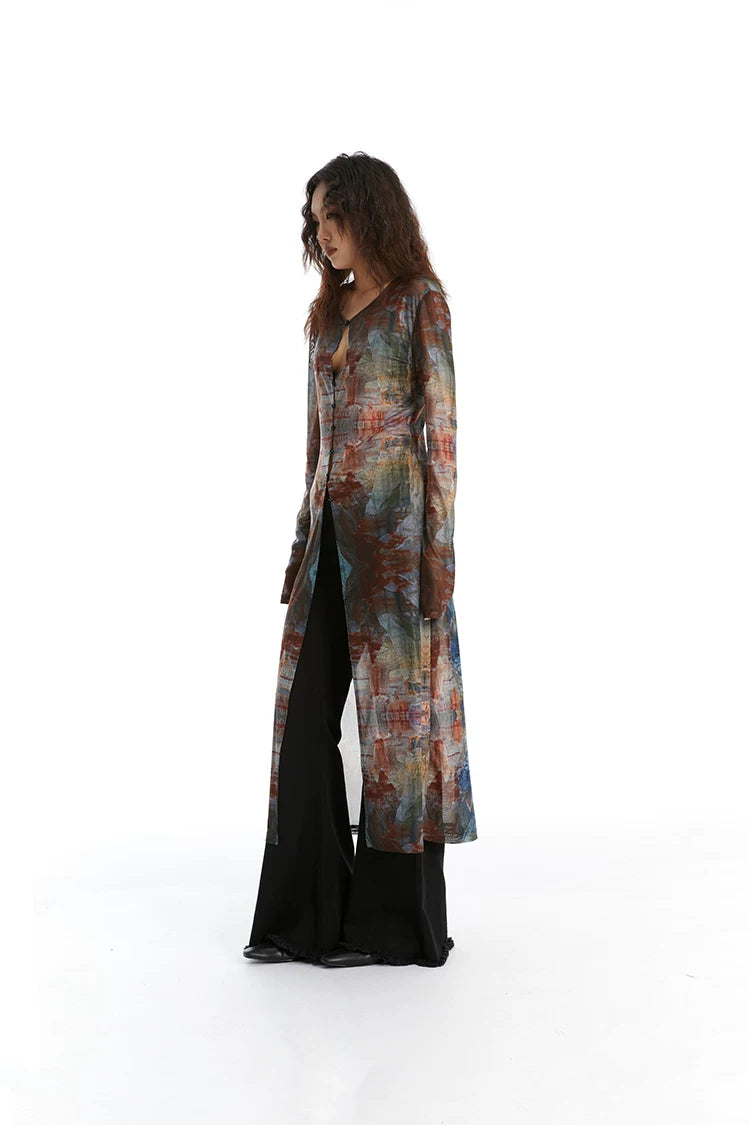 Veil Fresco Sheer Cardigan Dress