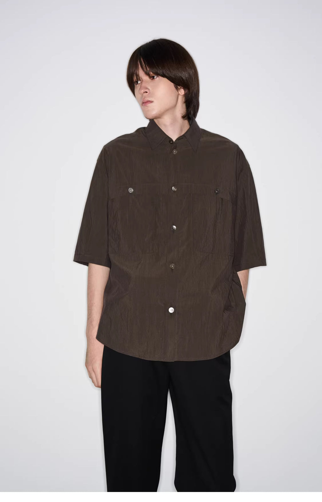 Fluid State Lapel Collar Button-Up Shirt