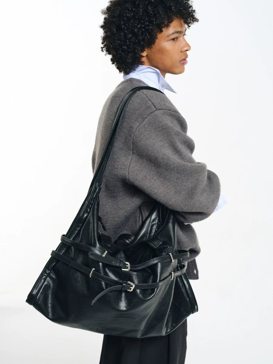 Strapped Buckle Soft-Structure Shoulder Bag