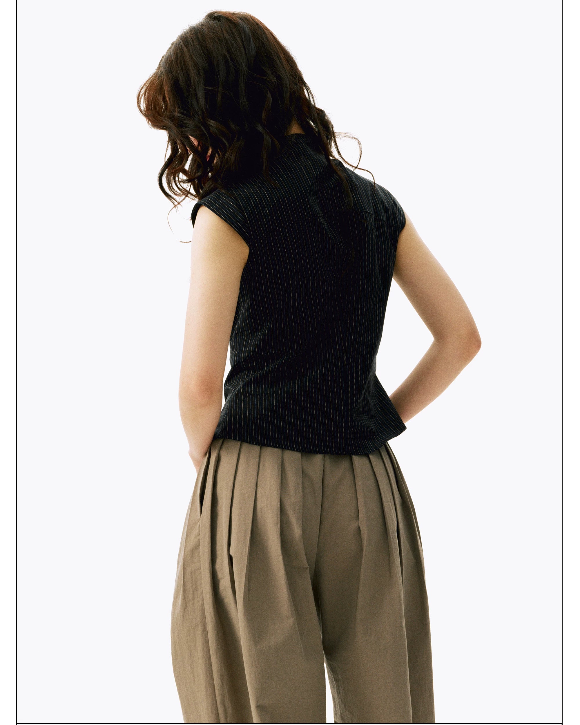 Pinstripe Stand-Collar Vest
