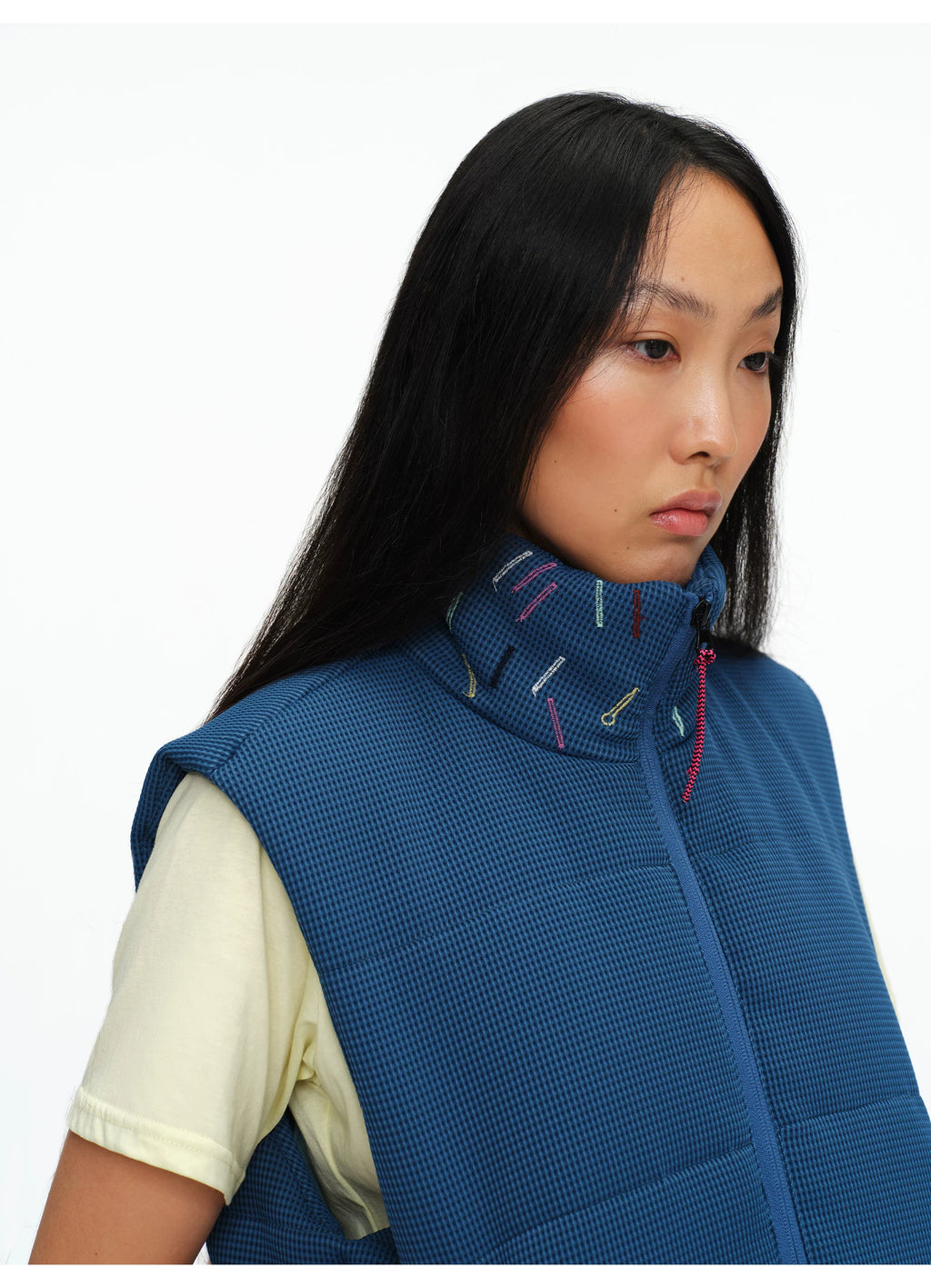 Scatter Stitch Waffle Vest in Prussian Blue