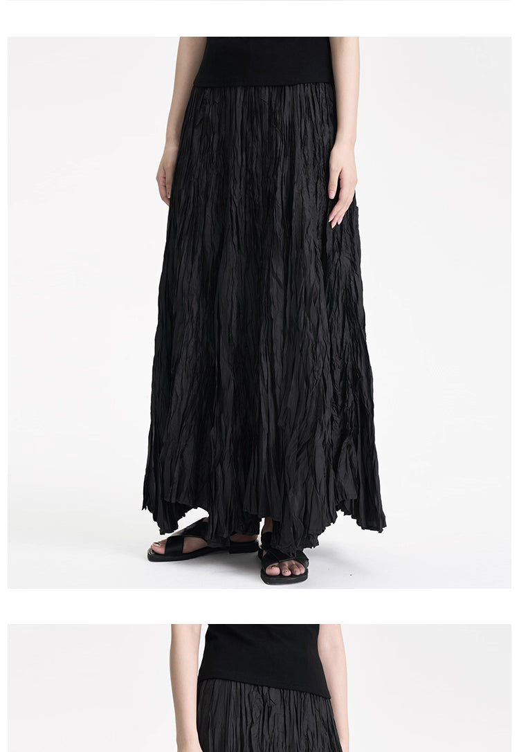 Crinkle Maxi Skirt in Black Ink