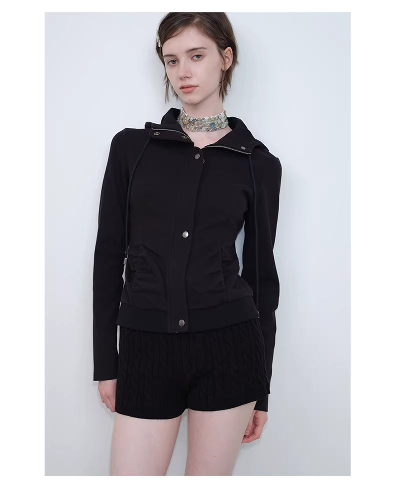 Apex Sculpt Hooded Jacket in Black Ink or Coffee