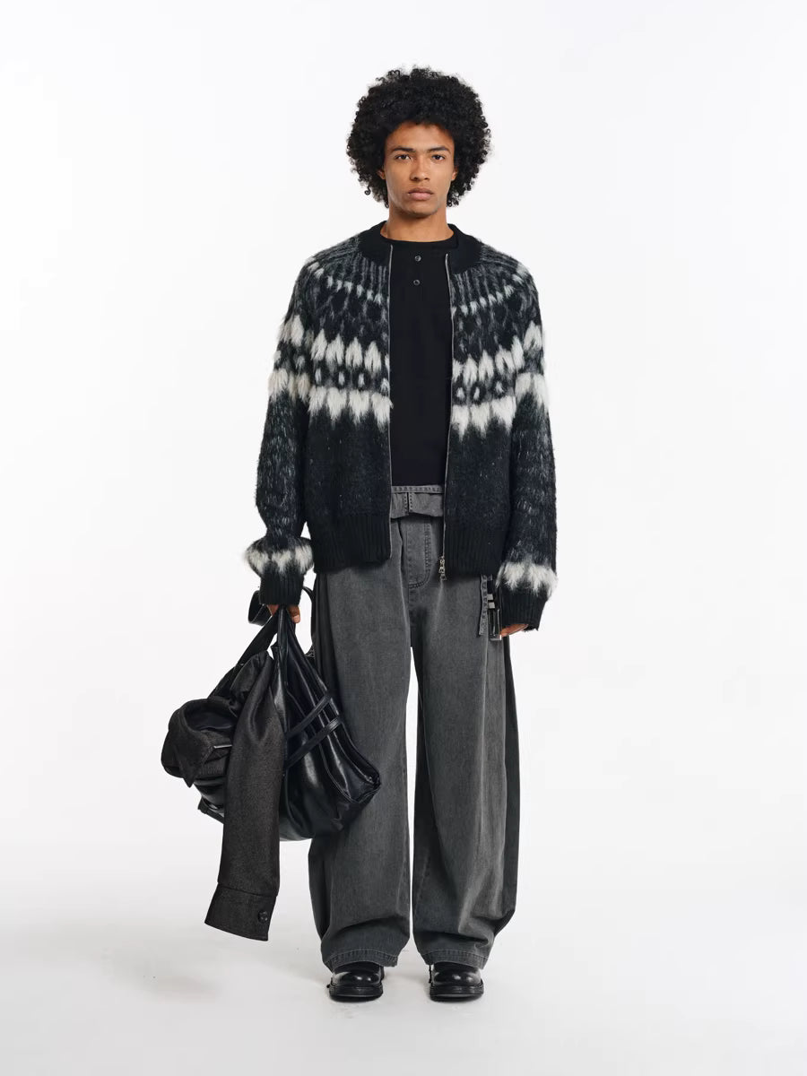 Deconstructed Wide-Leg Charcoal Trousers