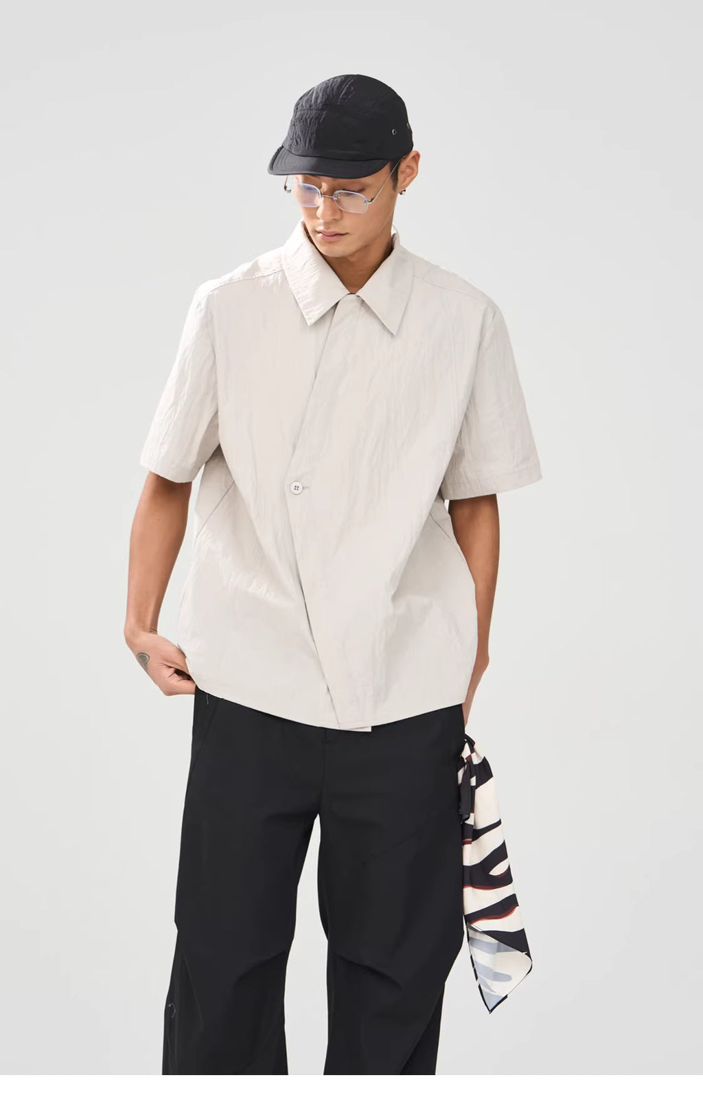 Technical Asymmetric Double-Breasted Shirt