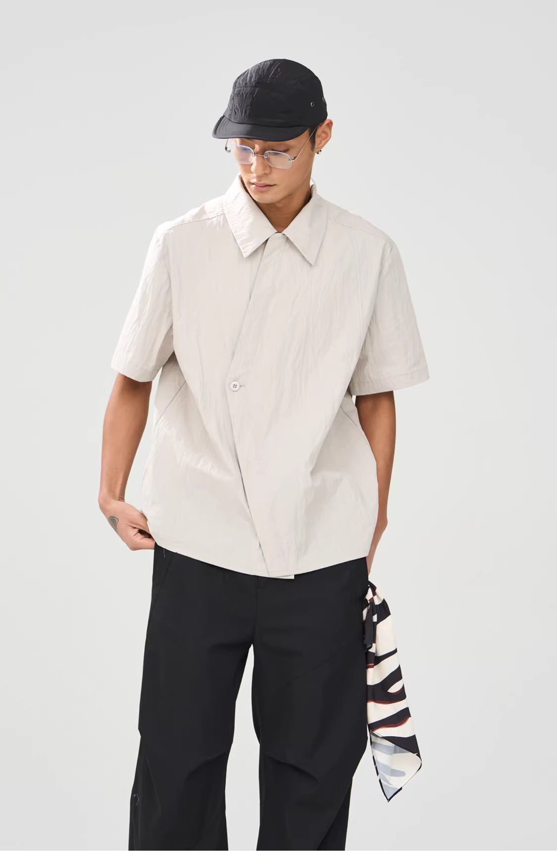 Technical Asymmetric Double-Breasted Shirt