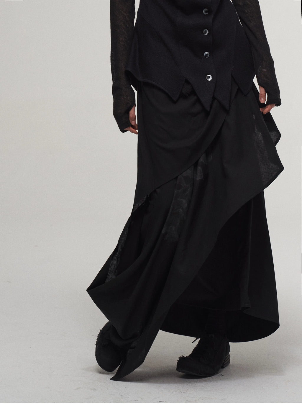 Layered Drape Maxi Skirt