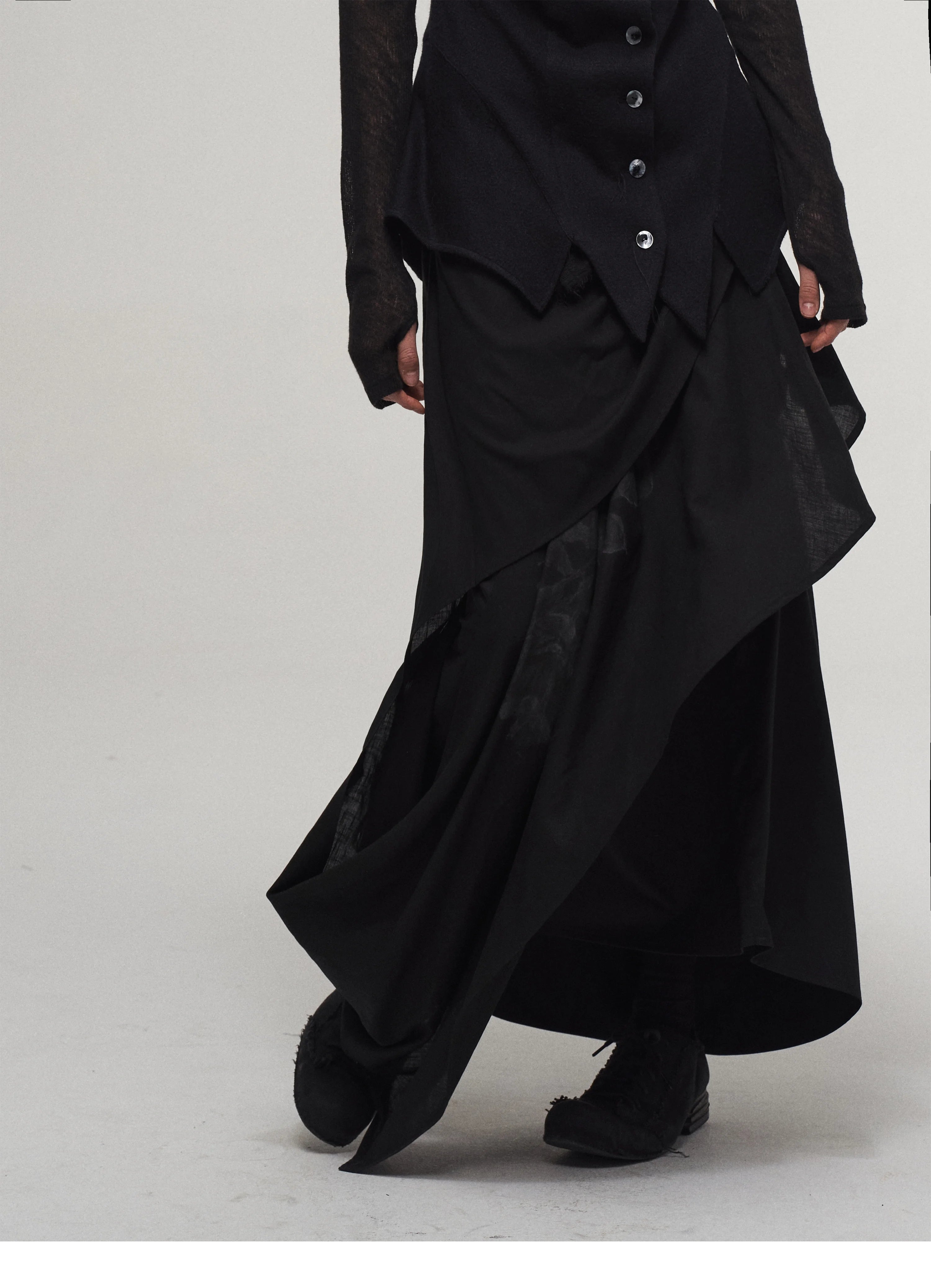 Layered Drape Maxi Skirt