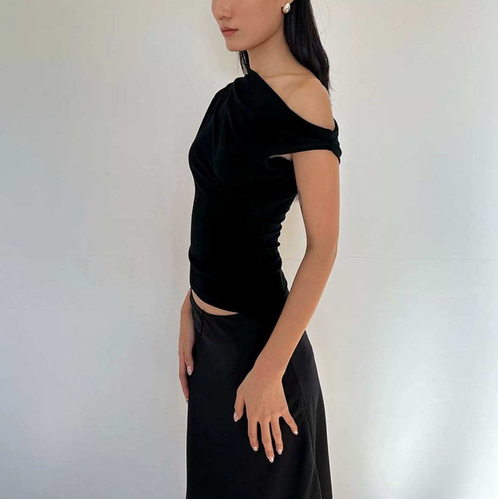 Asymmetric Drape Shoulder Top