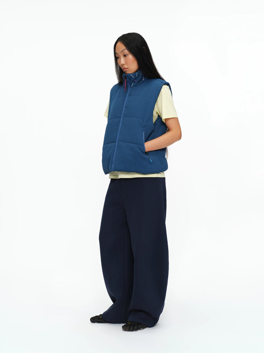 Scatter Stitch Waffle Vest in Prussian Blue