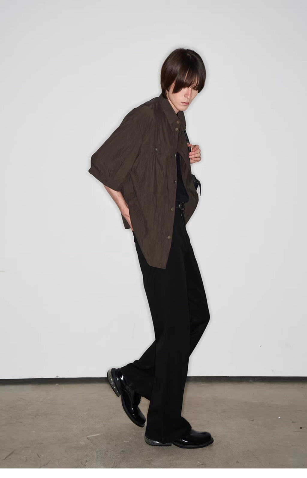 Fluid State Lapel Collar Button-Up Shirt