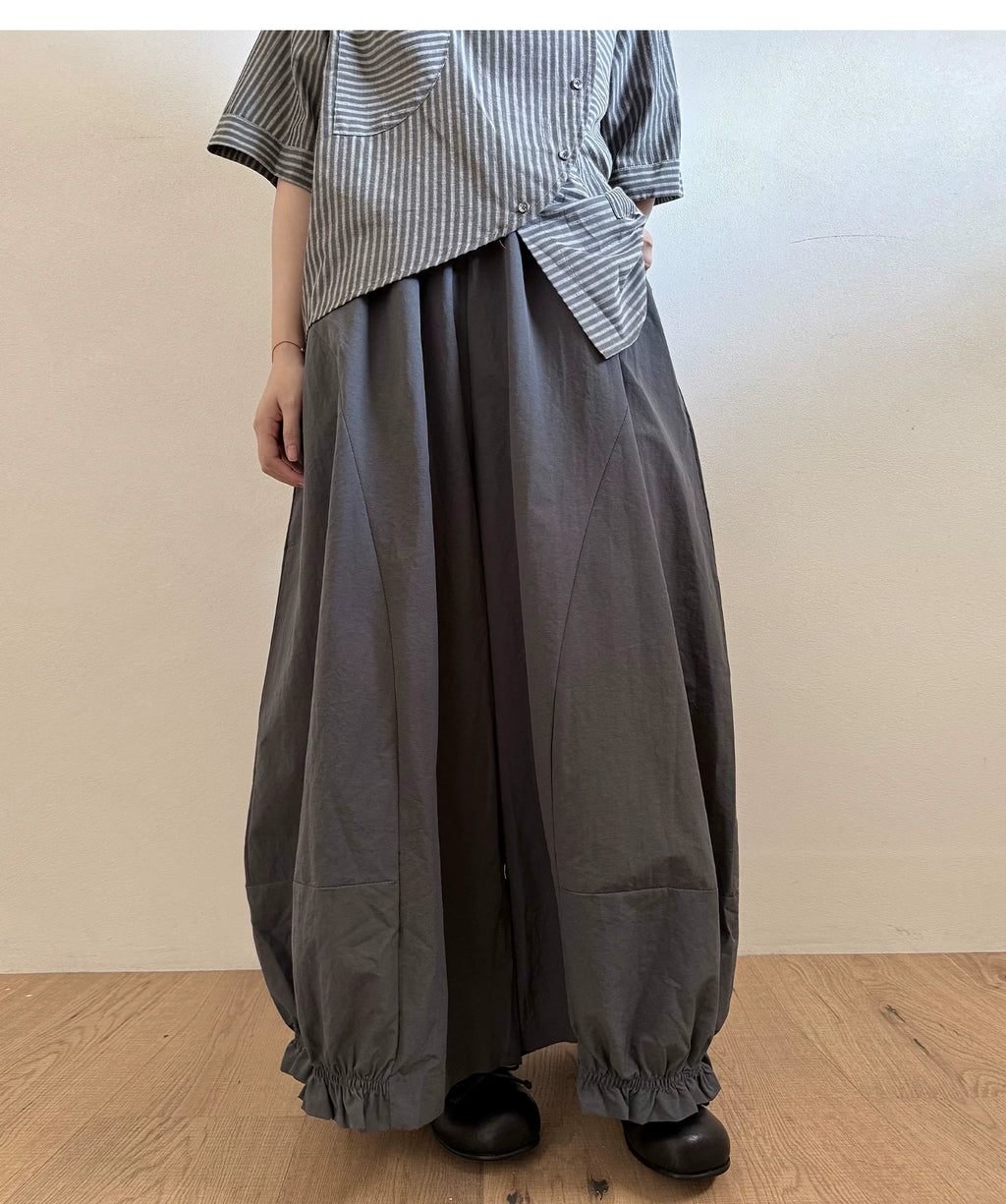 Gathered Balloon Wide-Leg Trousers